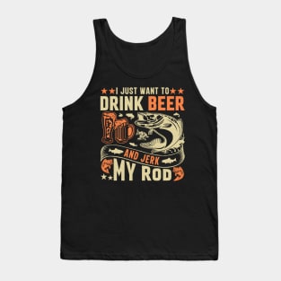 Funny fishing gift; fishing fanatic; fishing fan; fishing; fish; rod; reel; father gift; gift for dad; gift for fishing lover; fishing trip; fishing addict; fisherman; angler; drinking; beer; Tank Top